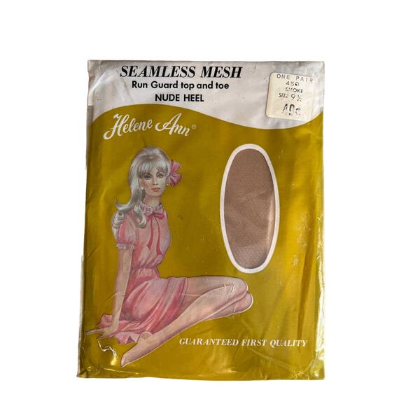 Vintage 60s Helene Ann Seamless Nude Stockings Smoke - Picture 1 of 2